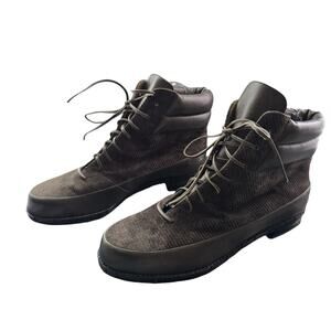 Vintage Escada Boots 6.5 Olive Green Corduroy Leather Gothcore Grunge Academia